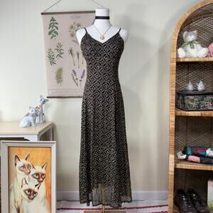 Vtg 90s Y2k Betsey Johnson Luxe Glitter Formal Dress Whimsigoth Romantic Goth S